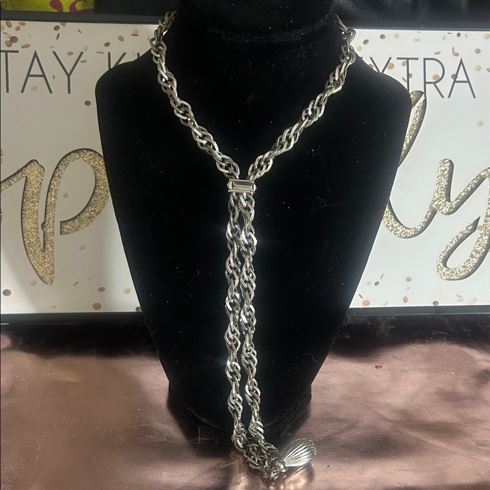 Vintage Silver Adjustable Chain Necklace #78022purp